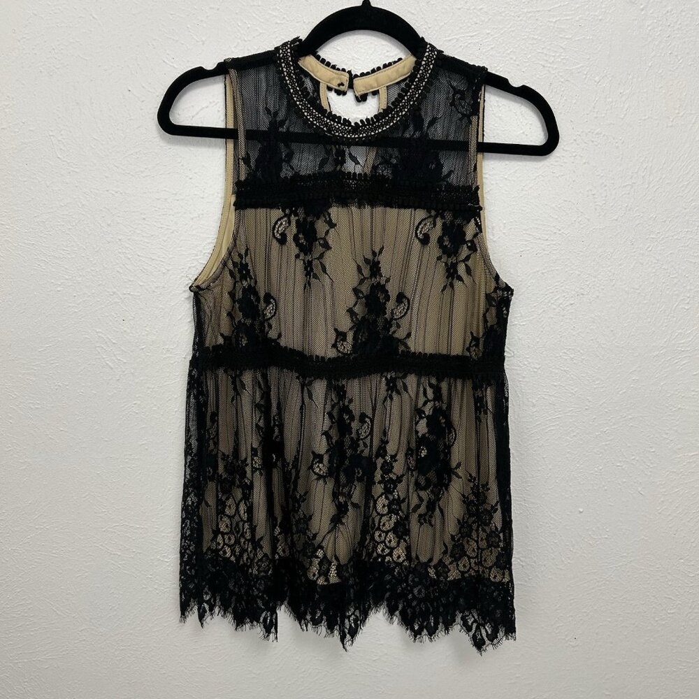 Andree Y2K Vintage Top Black Lace Victorian Edwardian‎ Fairy Grunge Whimsigoth M